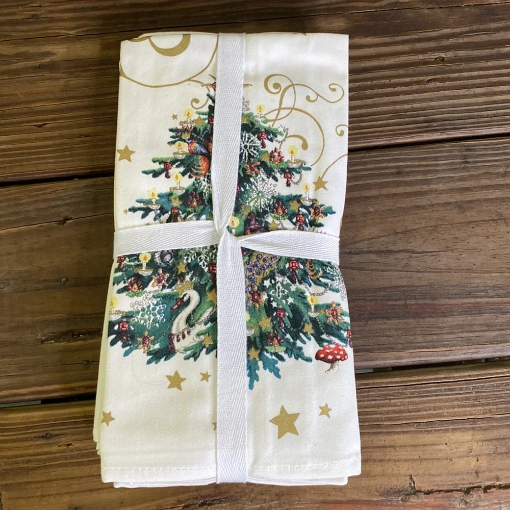 Williams Sonoma 'Twas the Night Before Christmas Napkins - Set of 4 🎅🏻🦌🎄⛄️